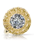 Zirkon 14 Karat Gelbgold Ring Vintage Handwerk vrc059y